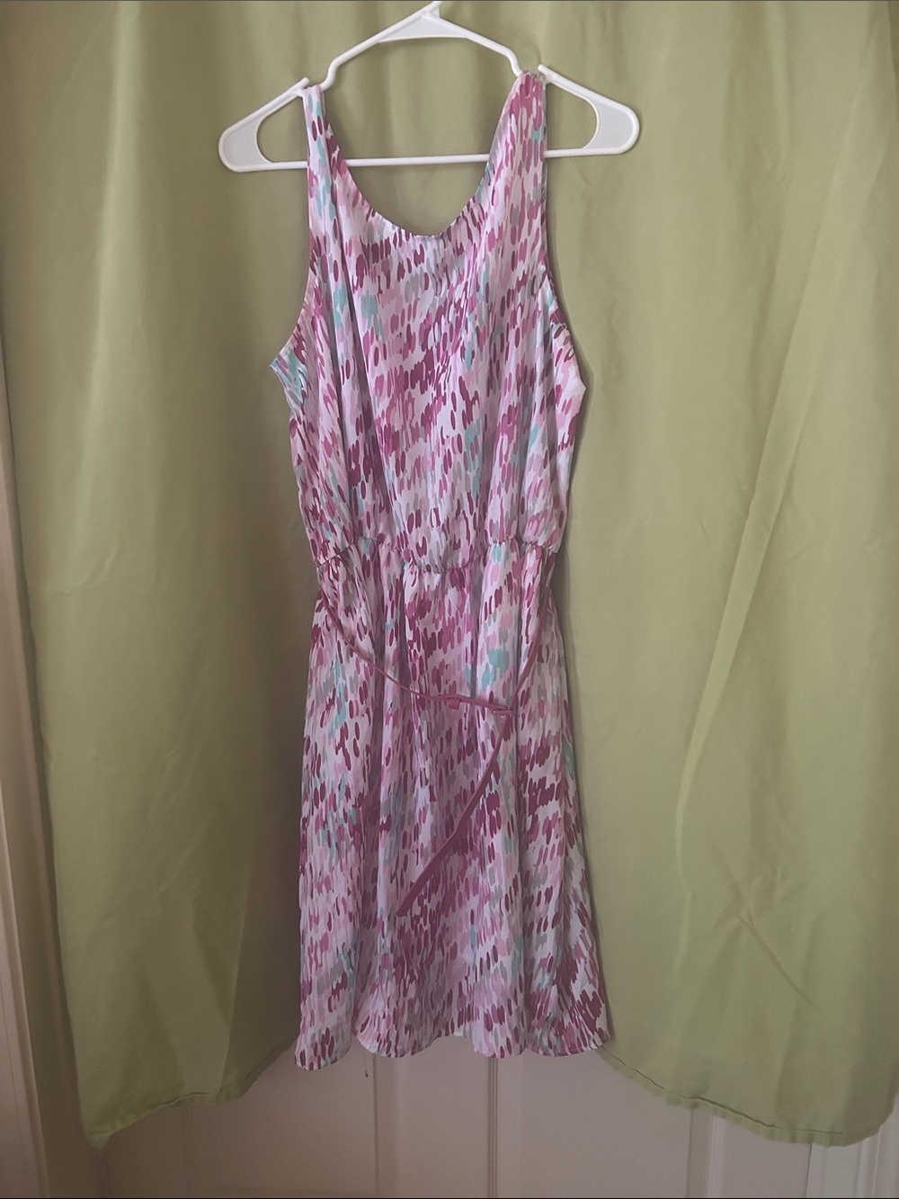 George Pink and Aqua Patterned Sleeveless Midi Dress